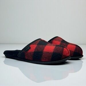 Uggs Buffalo Plaid Mens Slippers Slides Mule 11 Red Shearling Sheepskin Holiday